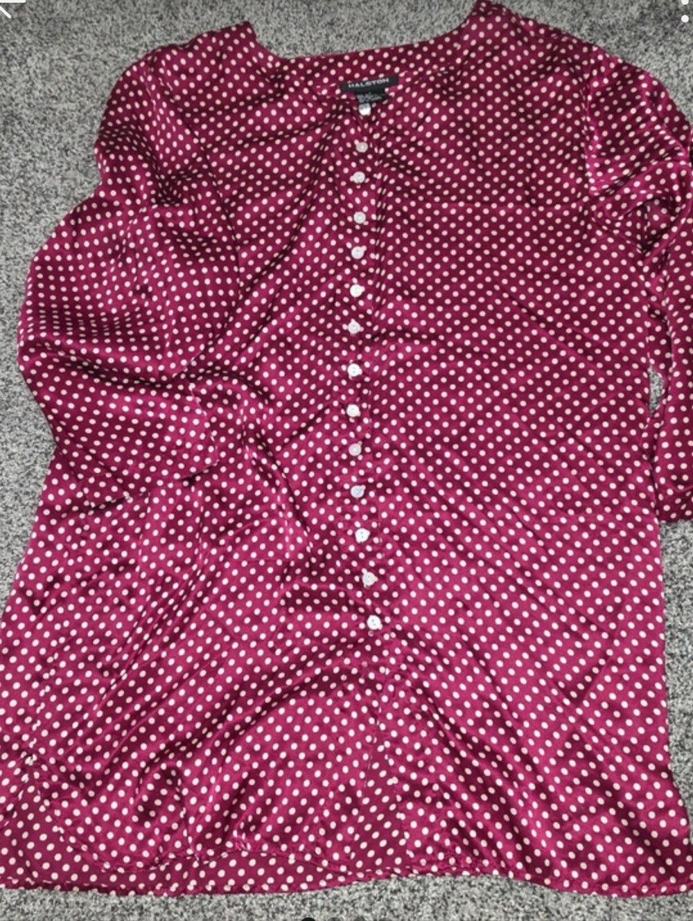 Stunning Vintage Halston 100% Pure Silk Pajama Sleepshirt / Tunic Blouse ✨